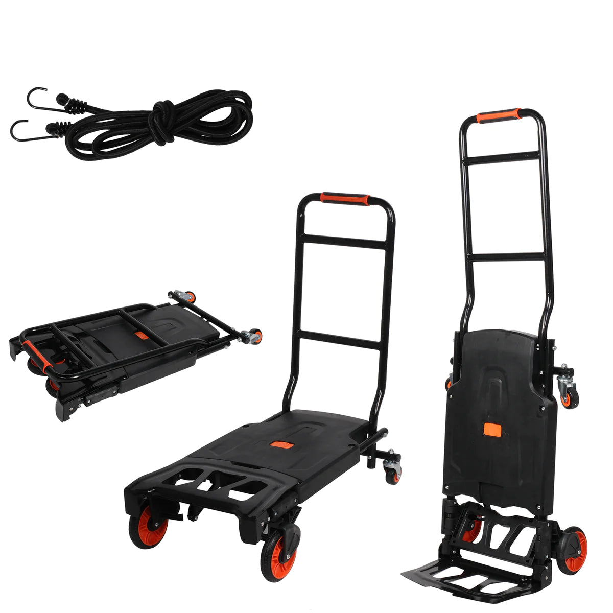 Two modes portable folding trolley with extra Bungee cord, 330lbs Capacity