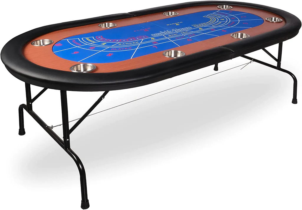 Foldable Poker Table w/Stainless Steel Cup Holder Casino Leisure Table
