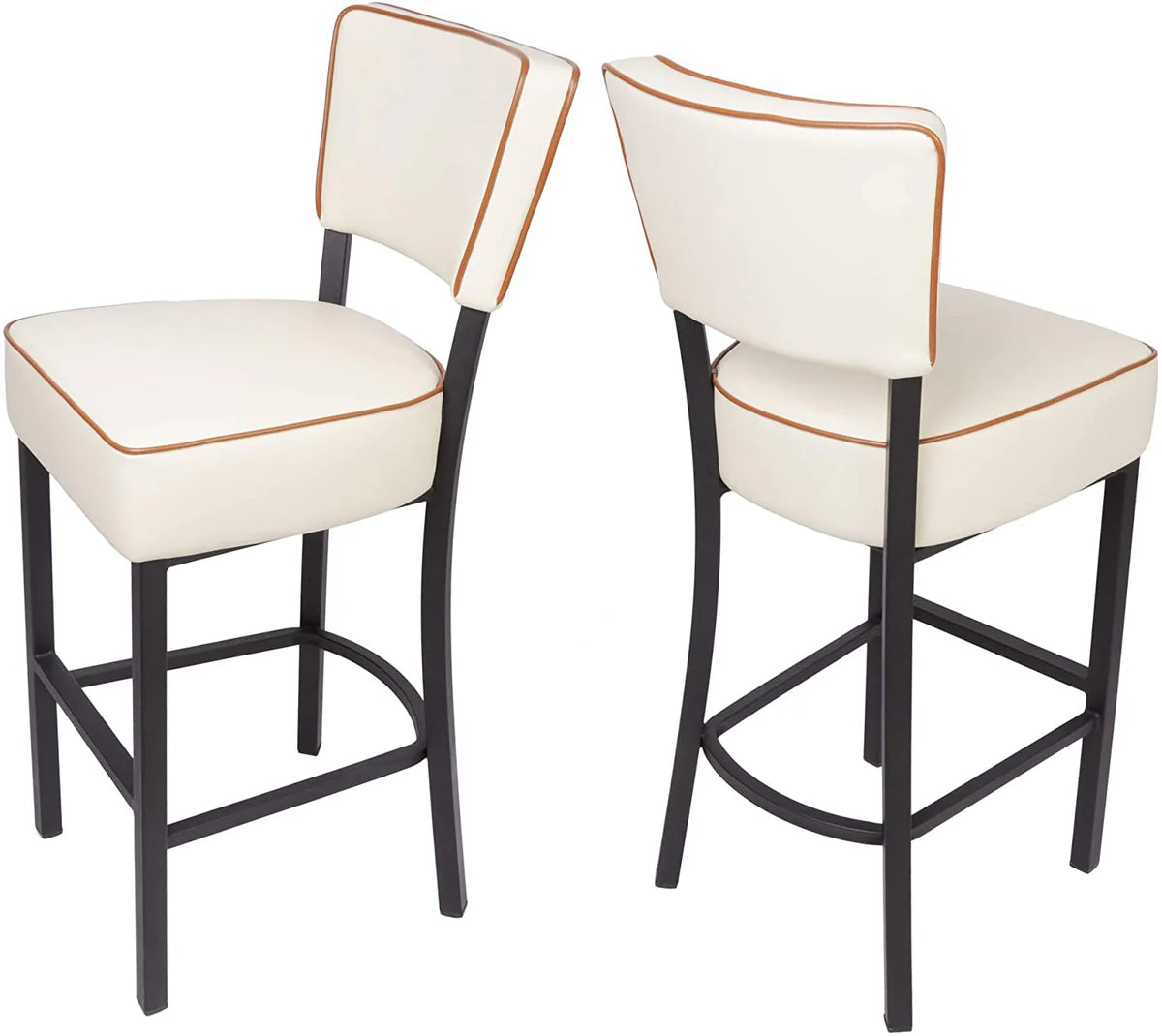30" Upholstered Bar Stools Kitchen Chairs Counter Pub Leather Dining Chairs, Beige