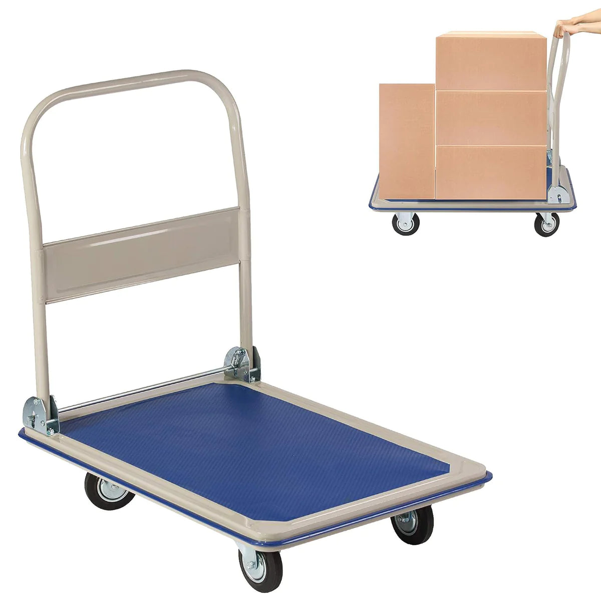 Collapsible Platform Cart Hand Truck Moving Push Flatbed Trolley, 660lbs Capacity