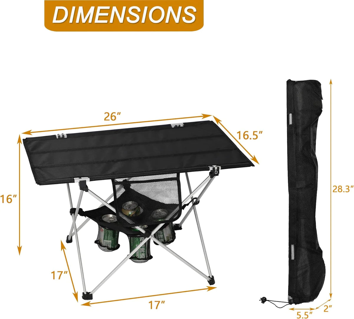 Rectangle Outdoor Table Portable Small Folding Camping Table with Cup Holder and Carry Bag