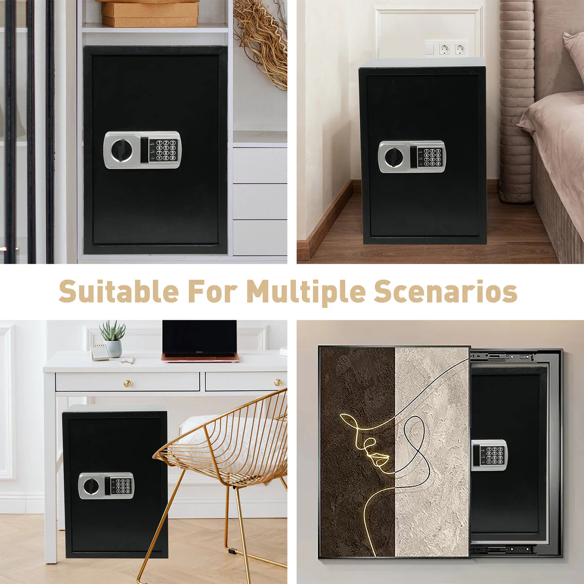 1.5 Cu Ft Home Safe Box Money Safe with Dual Warning Alarm Digital Keypad and Removable Shelf