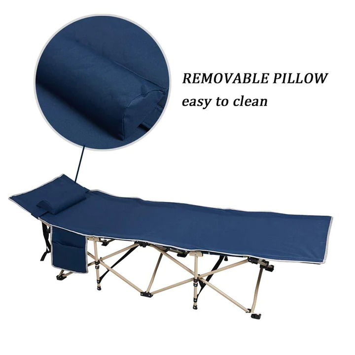Folding Camping Bed Outdoor Portable Cot for Sleeping Hiking Travel with Bag & Pillow, 260lbs Capacity
