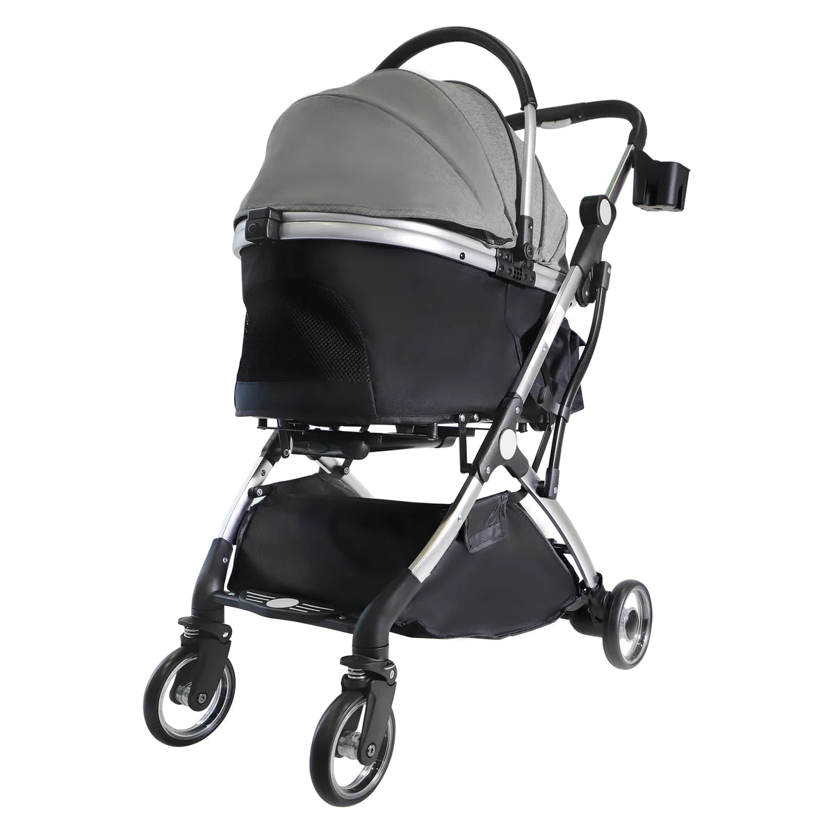 Pet Stroller for Small Dogs Cats, Stroller with Detachable Carrier, Telescopic Handle, One-Hand Quick Fold