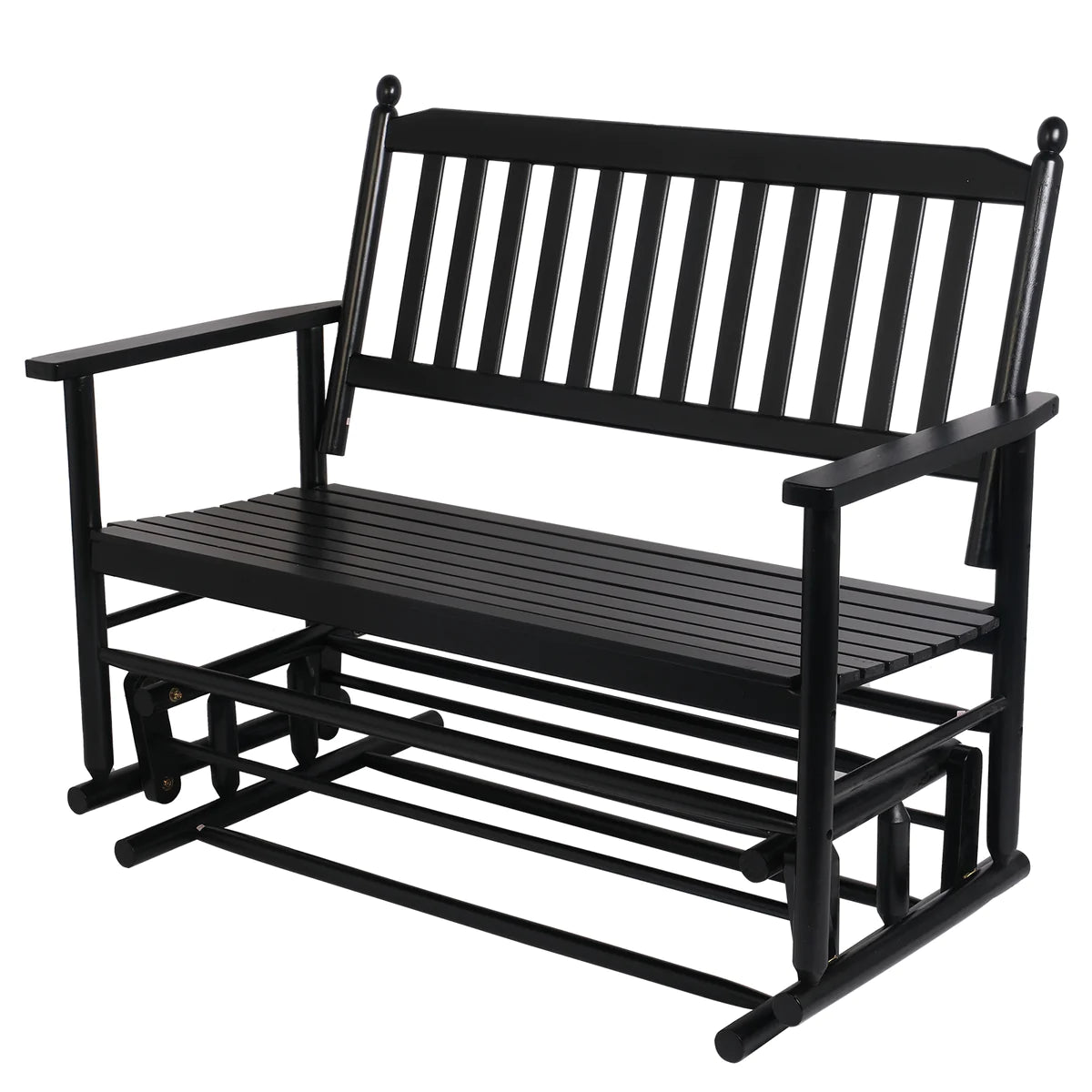 Outdoor Leisure Poplar wood Chair with Lower Layer of Storage Solid and Beautiful, Black
