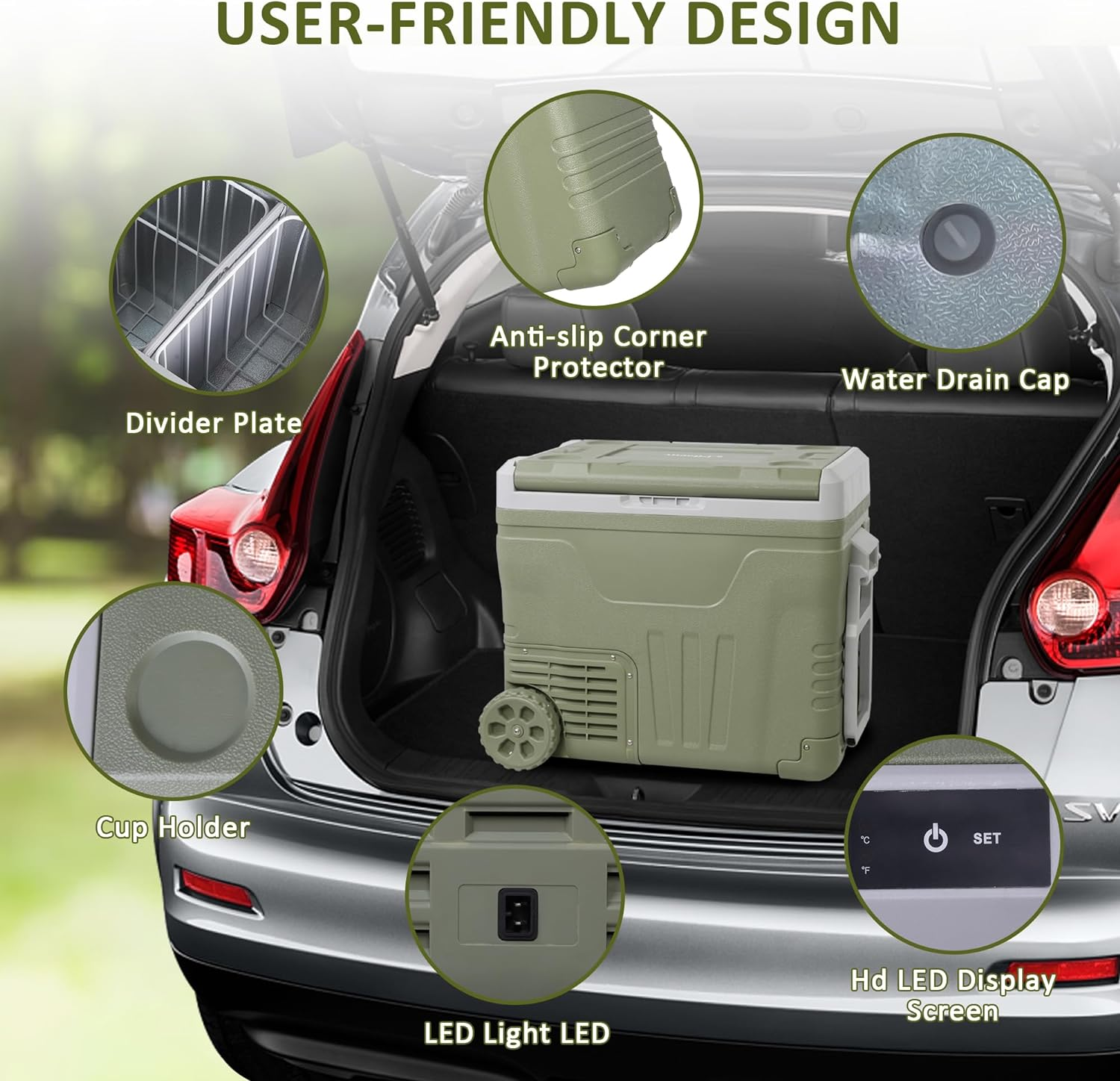 12 Volt 52 Quart Dual Zone Car Refrigerators, -4�H~68�H, Portable Freezer Electric Cooler 12/24V DC & 100-240V AC | karmasfar.com