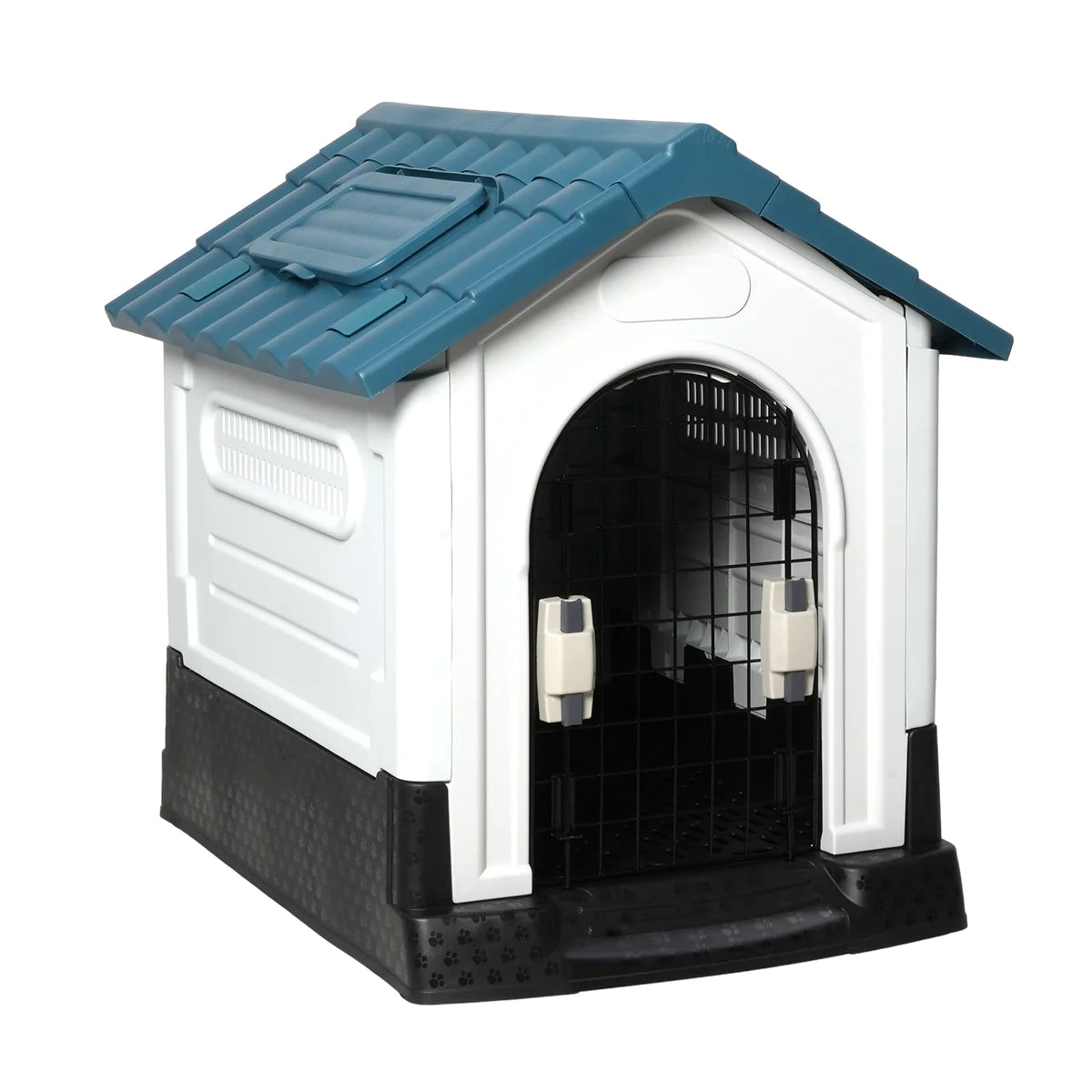 Outdoor Dog Houses Multiple Size Plastic Kennel with Mesh Iron Door and Air Vents