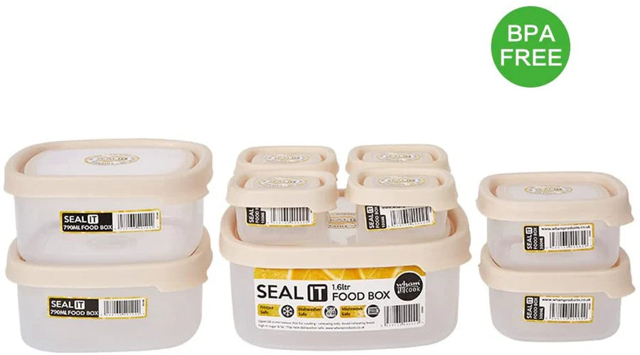 Wham Product Premier Food Storage Containers Food Container Set with Lids Wham Box,Milkwhite, Seal IT