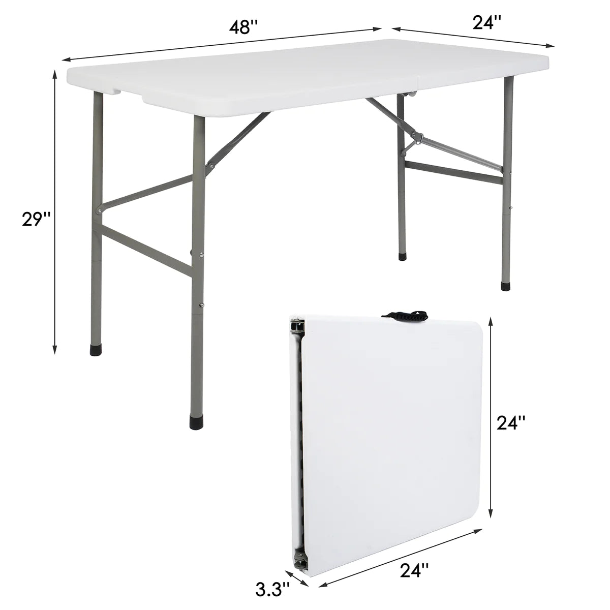 Plastic Tabletop Folding Portable Outdoor Picnic Table, Rectangle, White