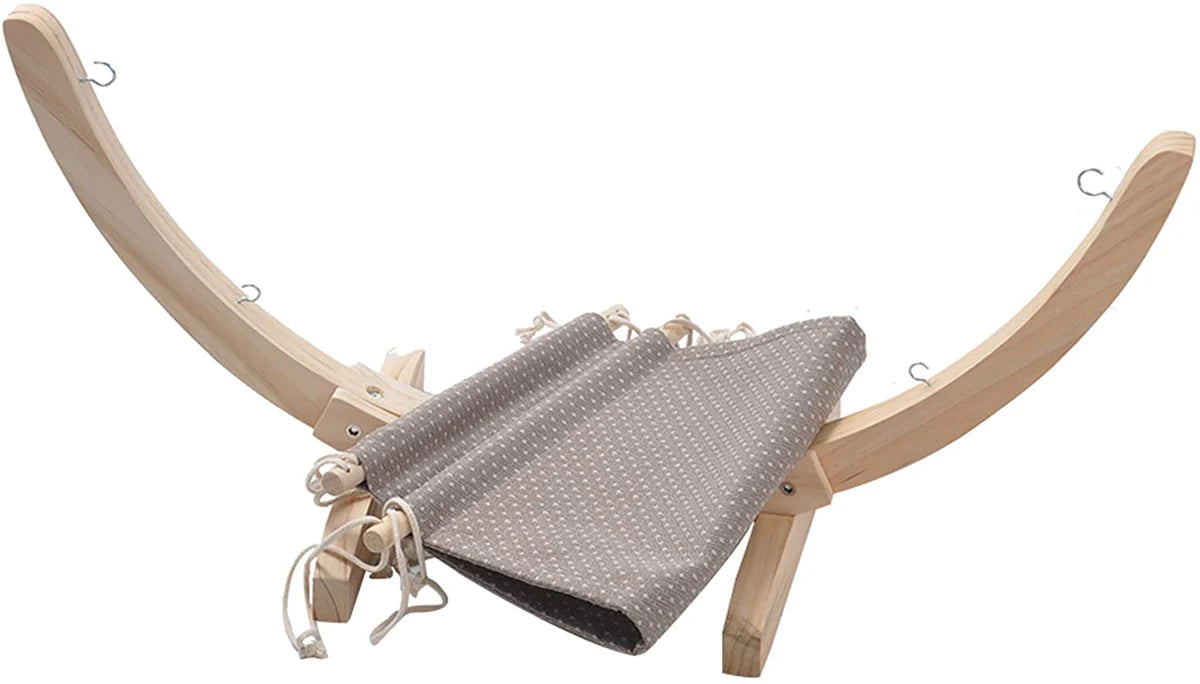 Cat Hammock Bed Pet Hanging Bed with Solid Wood Stand Heavy Duty Pet Perch for Kitty Sleeping and Playing