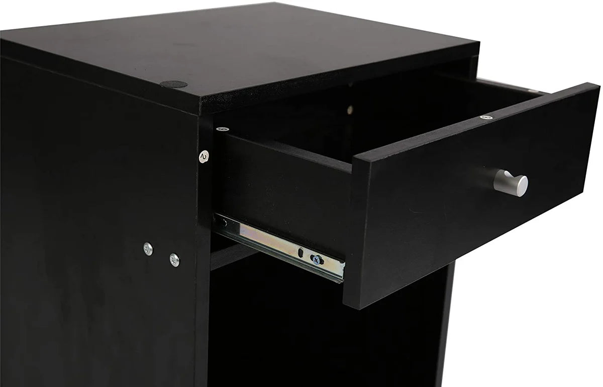 Black Nightstand End Table with Drawers Storage Shelf for Bedroom Living Room,Easy Assembly