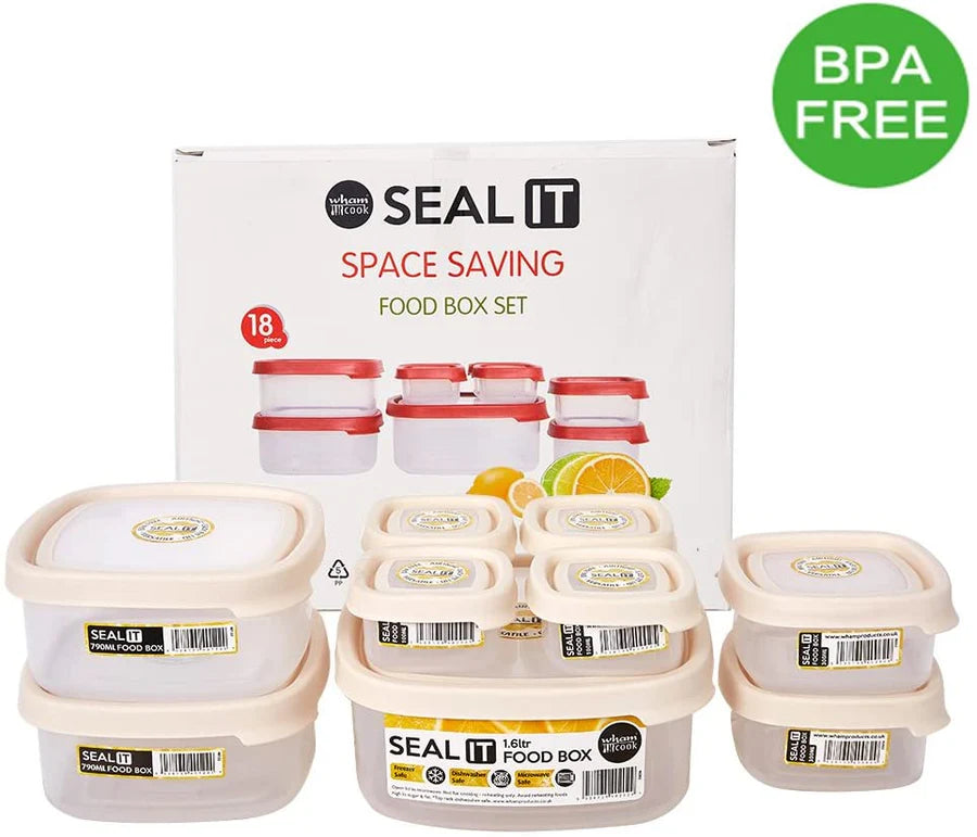 Wham Product Premier Food Storage Containers Food Container Set with Lids Wham Box,Milkwhite, Seal IT