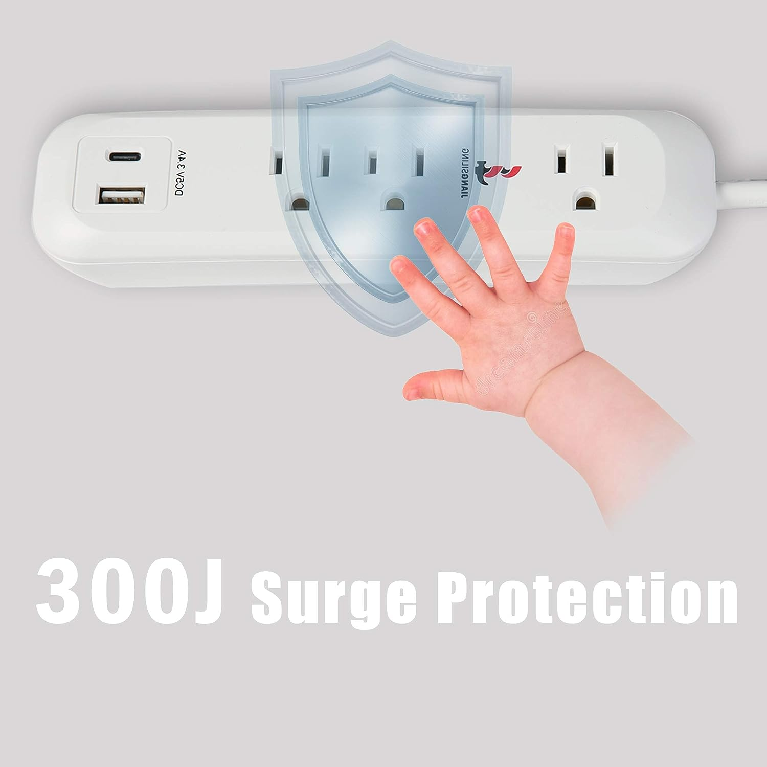 Surge Protector Power Strip with 3 Outlet and USB Port(5V/2.4A) & Type-C Port(5V/3A), 6 Ft Extension Cord