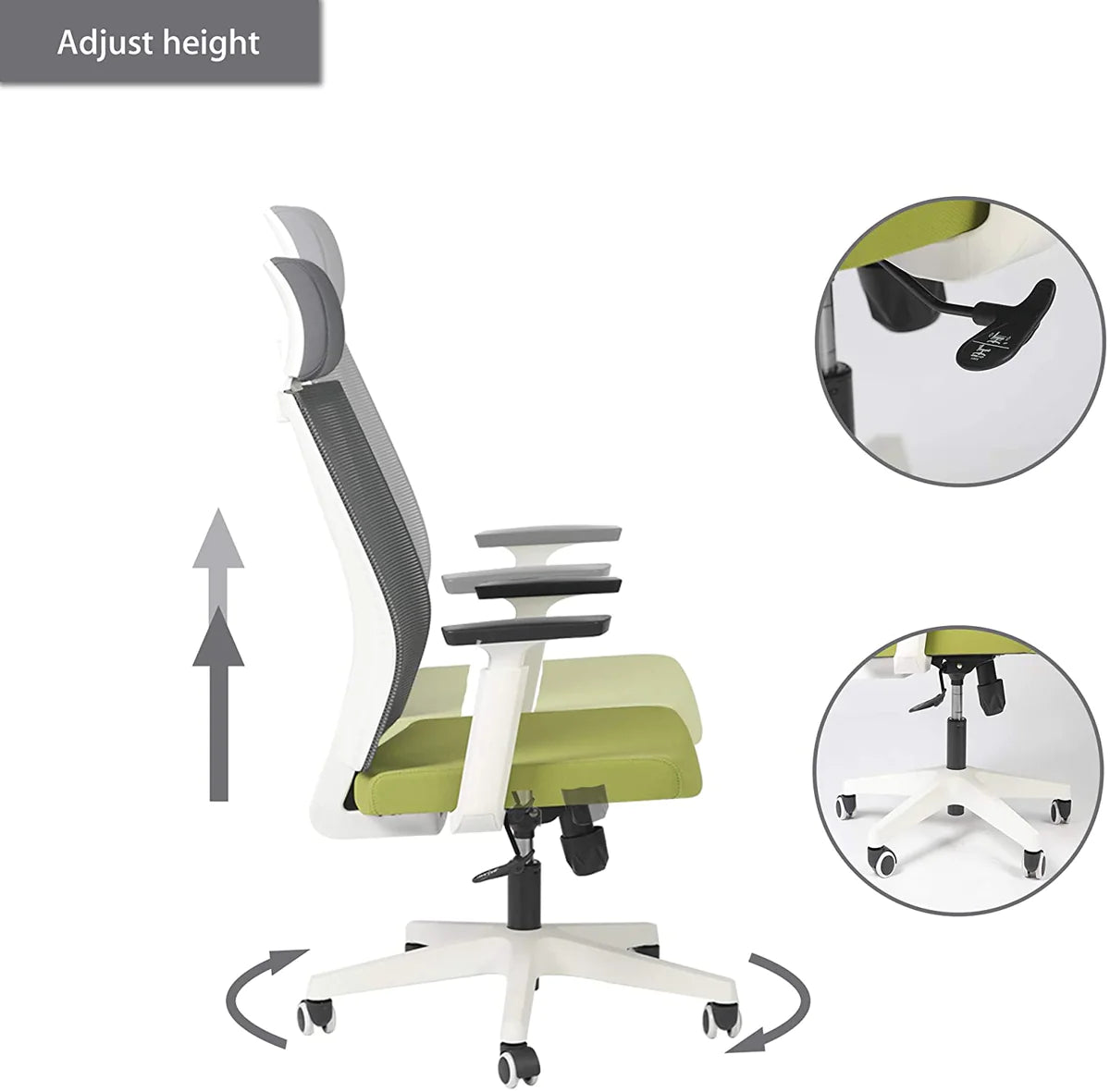 Adjustable Mesh Chairs Ergonomic Chairs with Lumbar Support Armrest Headrest, High Back