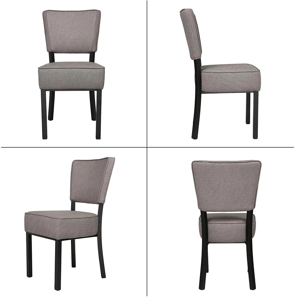 2 Set of  Chairs PU Leather Side Chairs with Soft Cushion, Gray