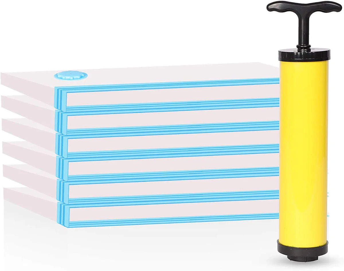 Vacuum Seal Bags Space-Saving Vacuum Storage Bags Includes 8 Compression Bags and Manual Pump,Small 19.7 x27.6