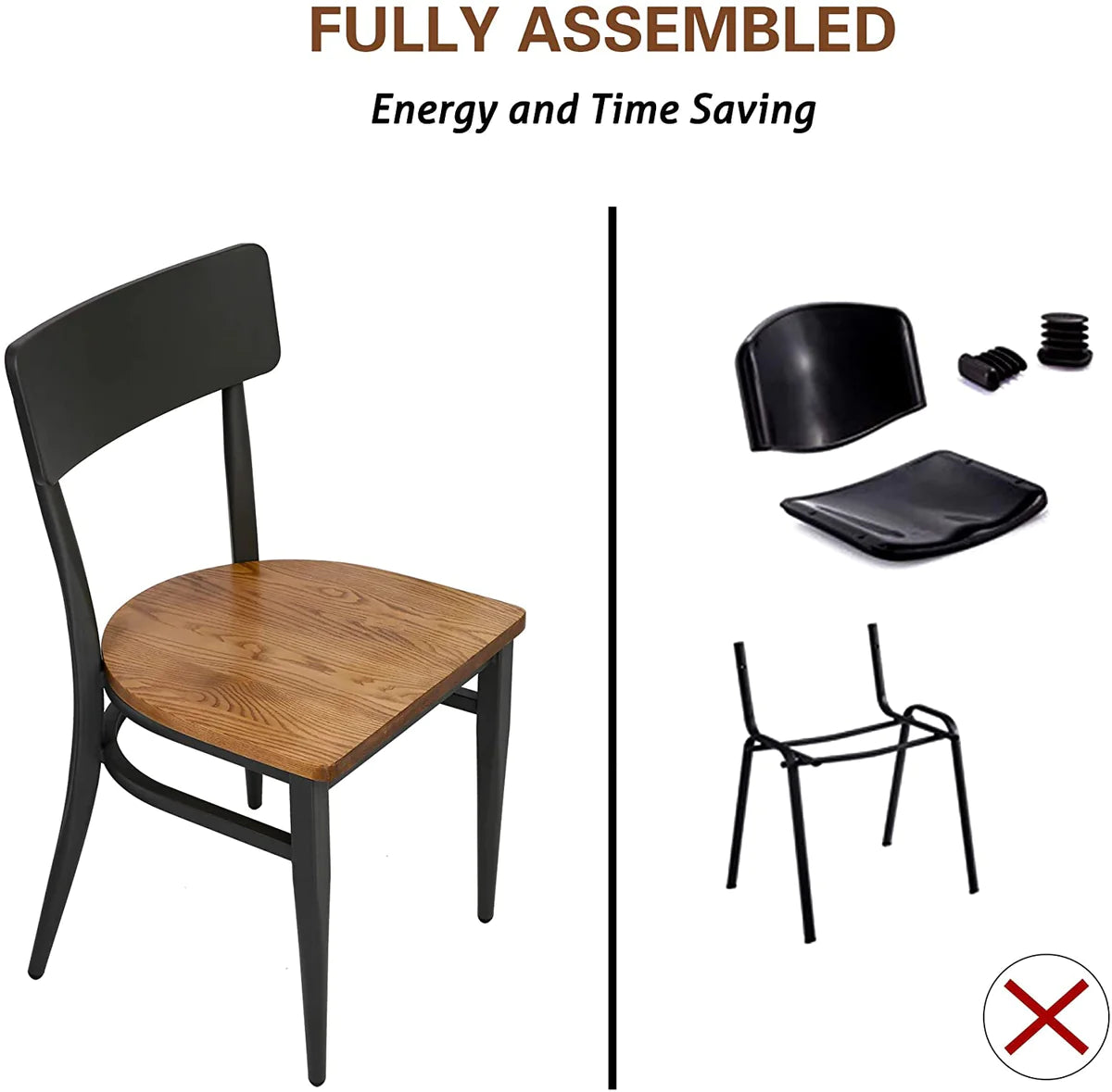 2 Set of Mid-Century Wooden Dining Chairs Metal Solid Wood Chair, Open π Back | karmasfar.us

