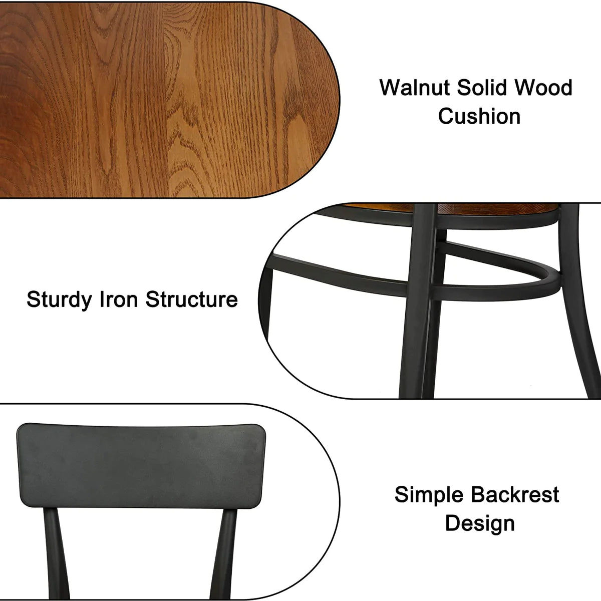 2 Set of Mid-Century Wooden Dining Chairs Metal Solid Wood Chair, Open π Back | karmasfar.us
