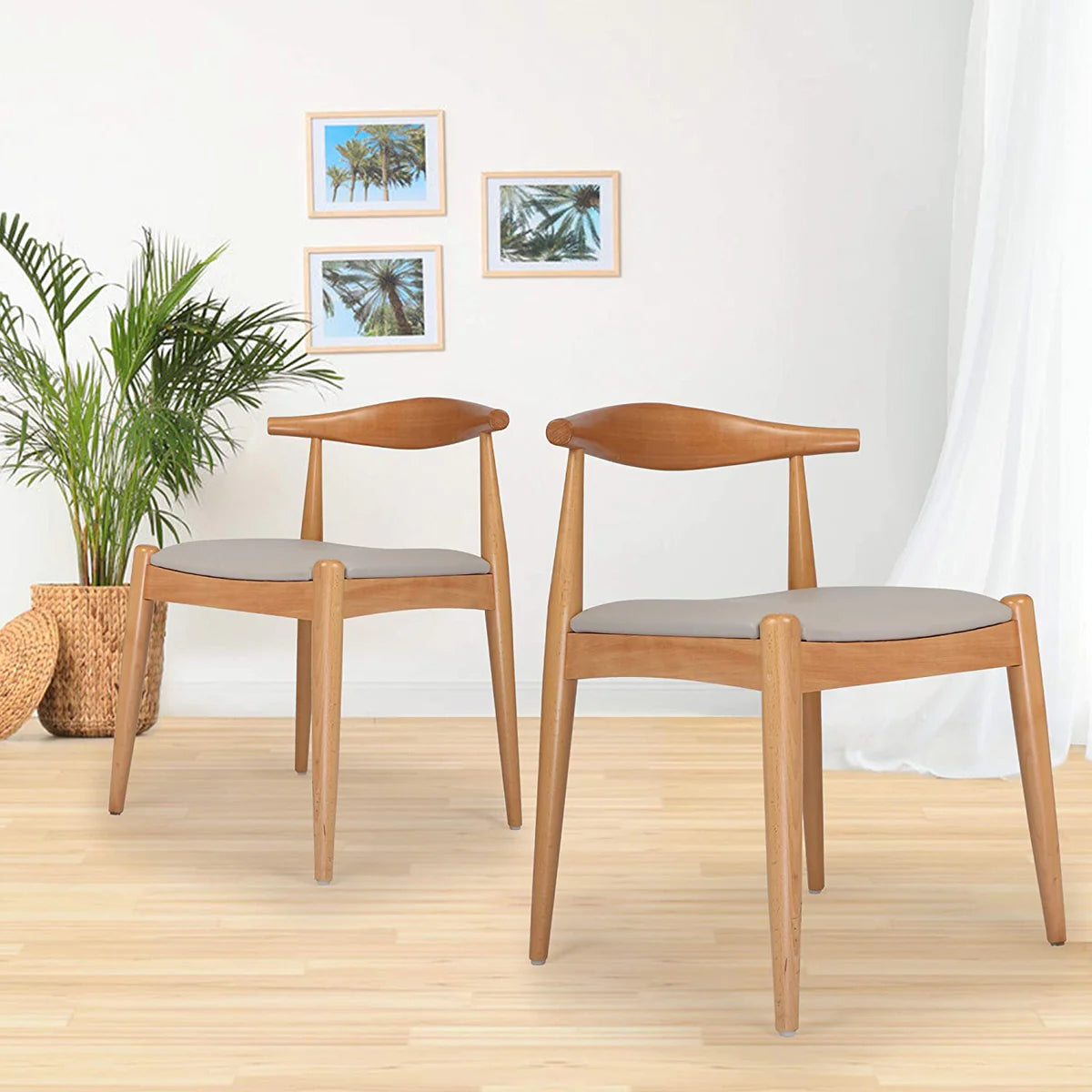 2 Set of Upholstered Solid Wood Side Chairs Modern Kitchen Chairs | karmasfar.us
