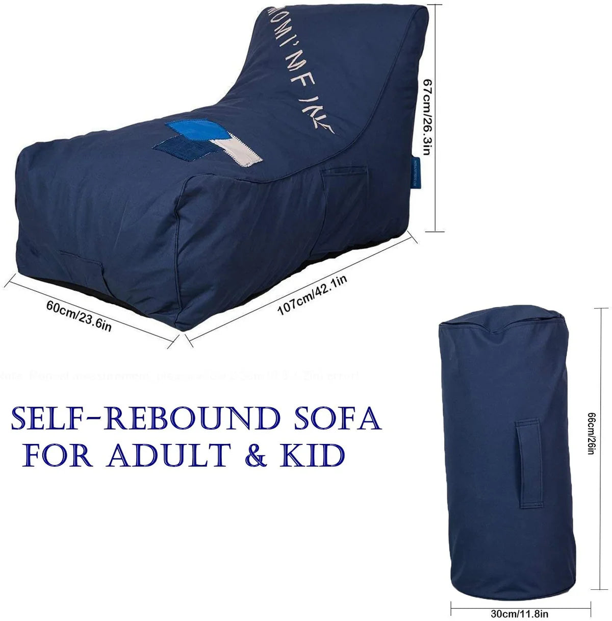 Bean Bag Chair - Floor Chair Couch Lazy Lounger Memory Foam Sofa with Dirt-Proof Oxford Fabric&Side Pocket for Kids Age 2 and Up,MOM I'm FINE