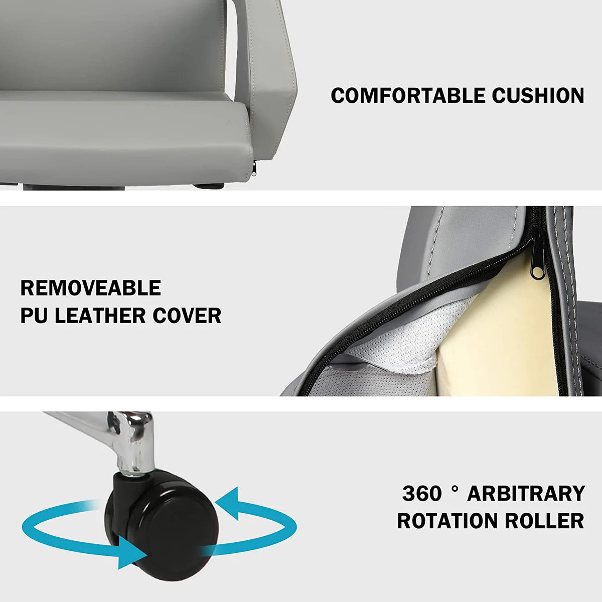 Swivel Chair with Adjustable Headrest Office Chair Ergonomic Desk Chair, High Back,Gray