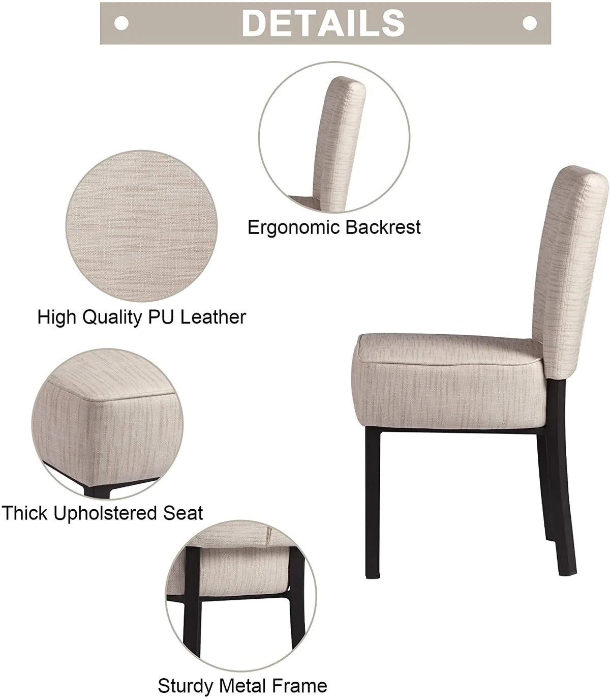 2 Set of Upholstered Chairs PU Leather Modern Dining Room Chairs, Soft, Multiple colors | karmasfar.com

