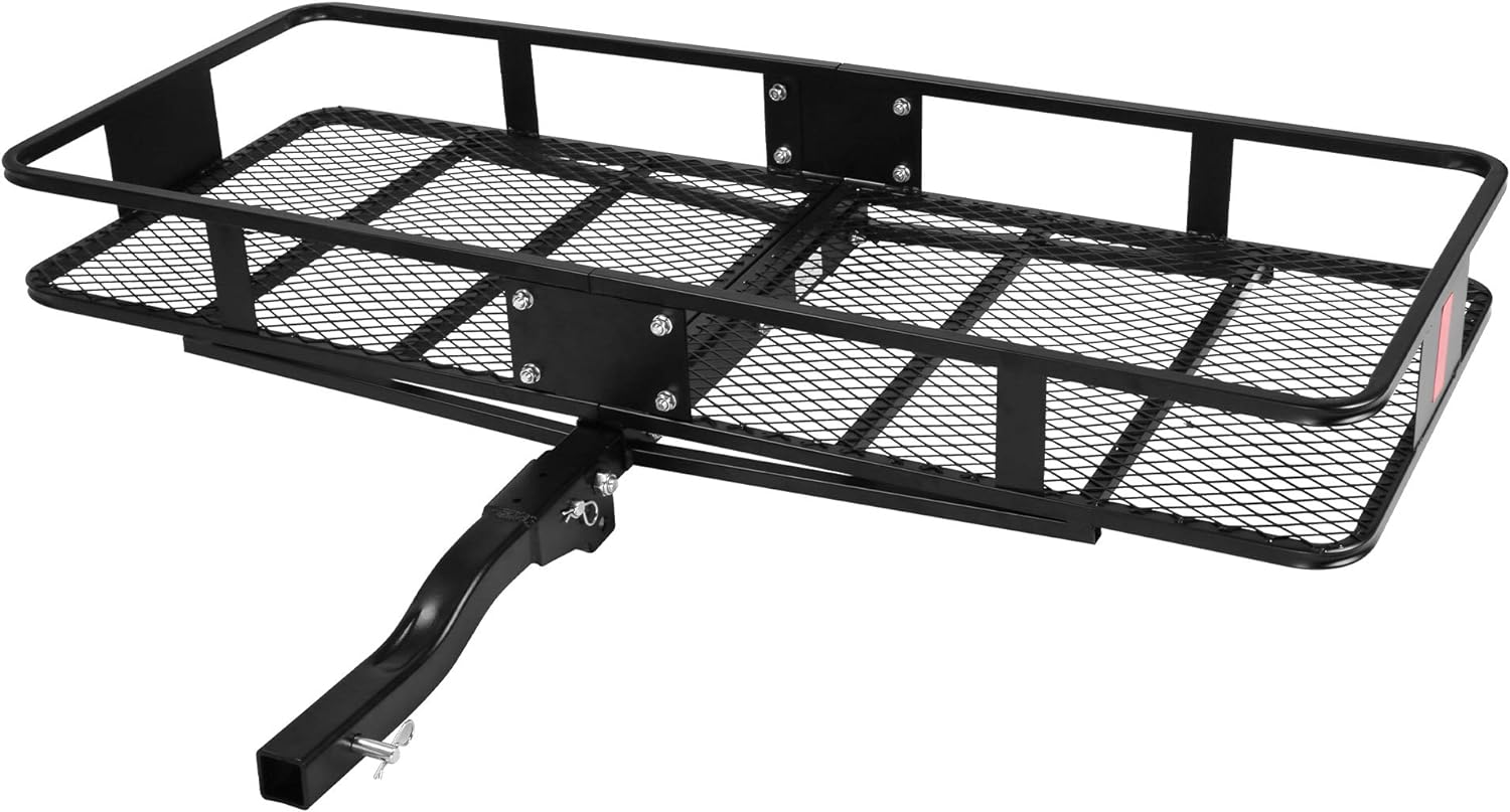 60  x 24  x 6.5  Hitch Mounted Folding Cargo Carrier, 500lbs Capacity