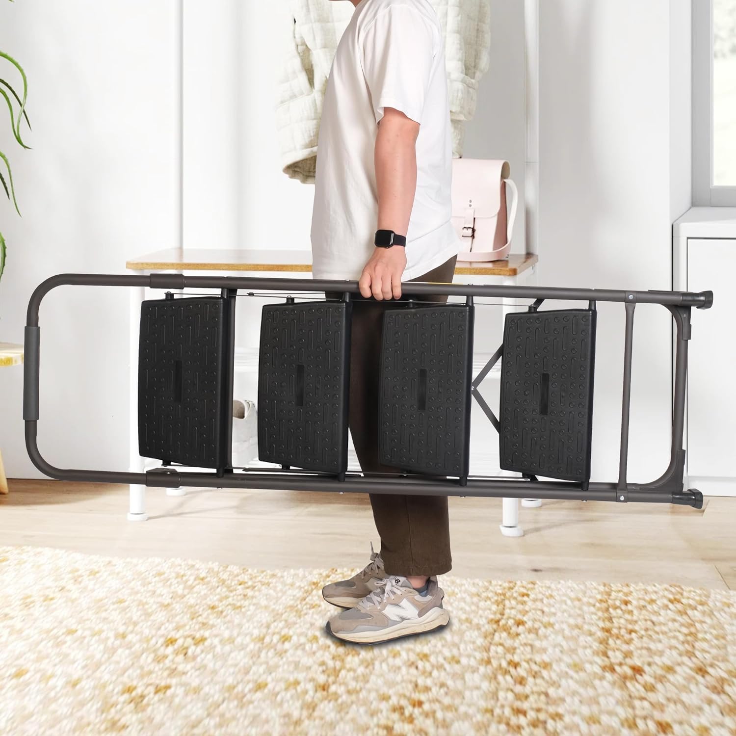 4 Step Ladder, Folding Step Stool for Adults with Handgrip Portable Lightweight Step Ladder