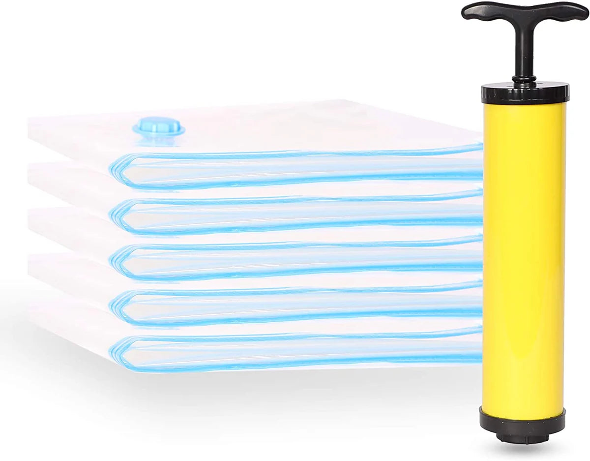 Vacuum Seal Bags Space-Saving Vacuum Storage Bags Includes 8 Compression Bags and Manual Pump,Small 19.7 x27.6