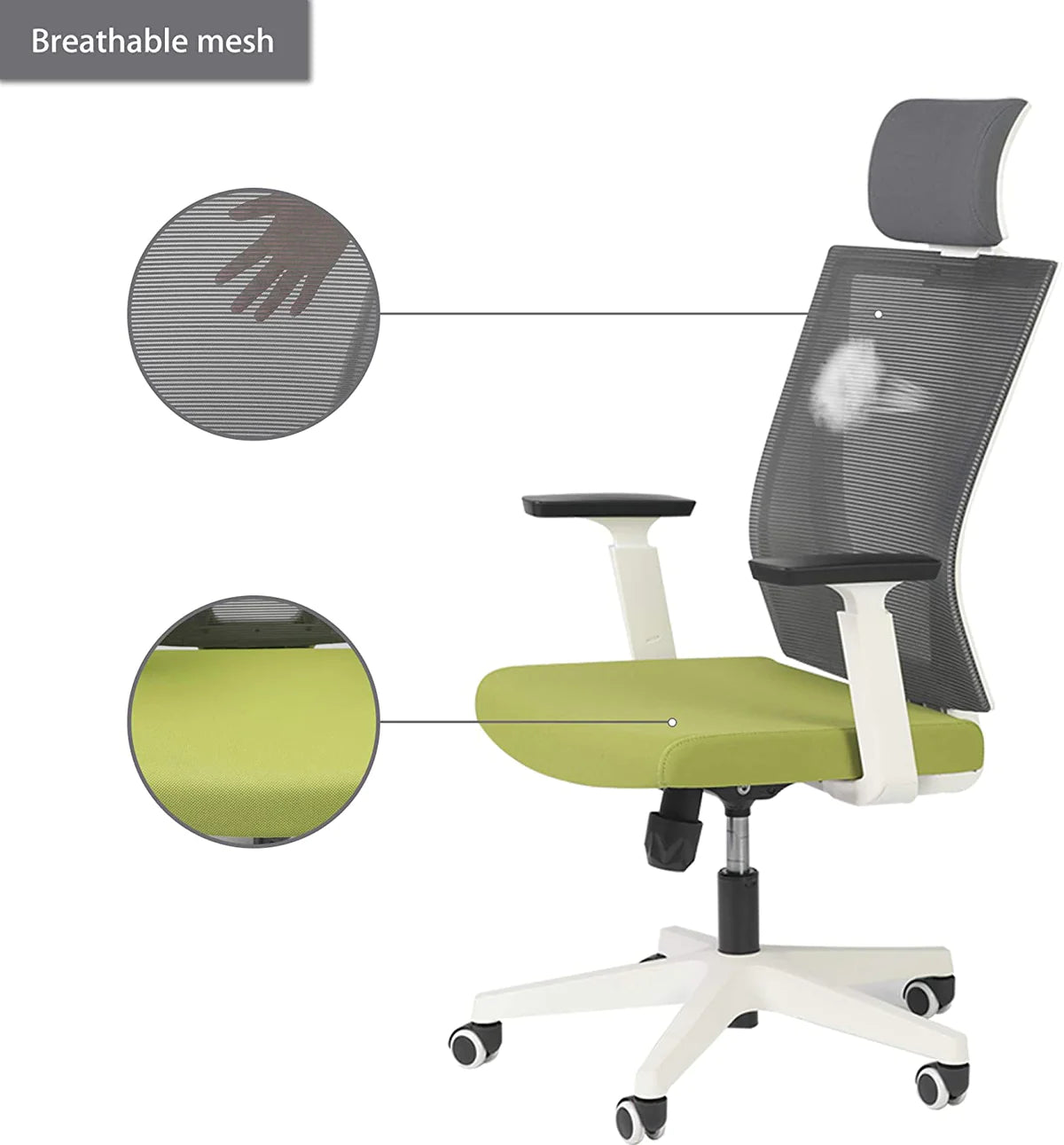 Adjustable Mesh Chairs Ergonomic Chairs with Lumbar Support Armrest Headrest, High Back