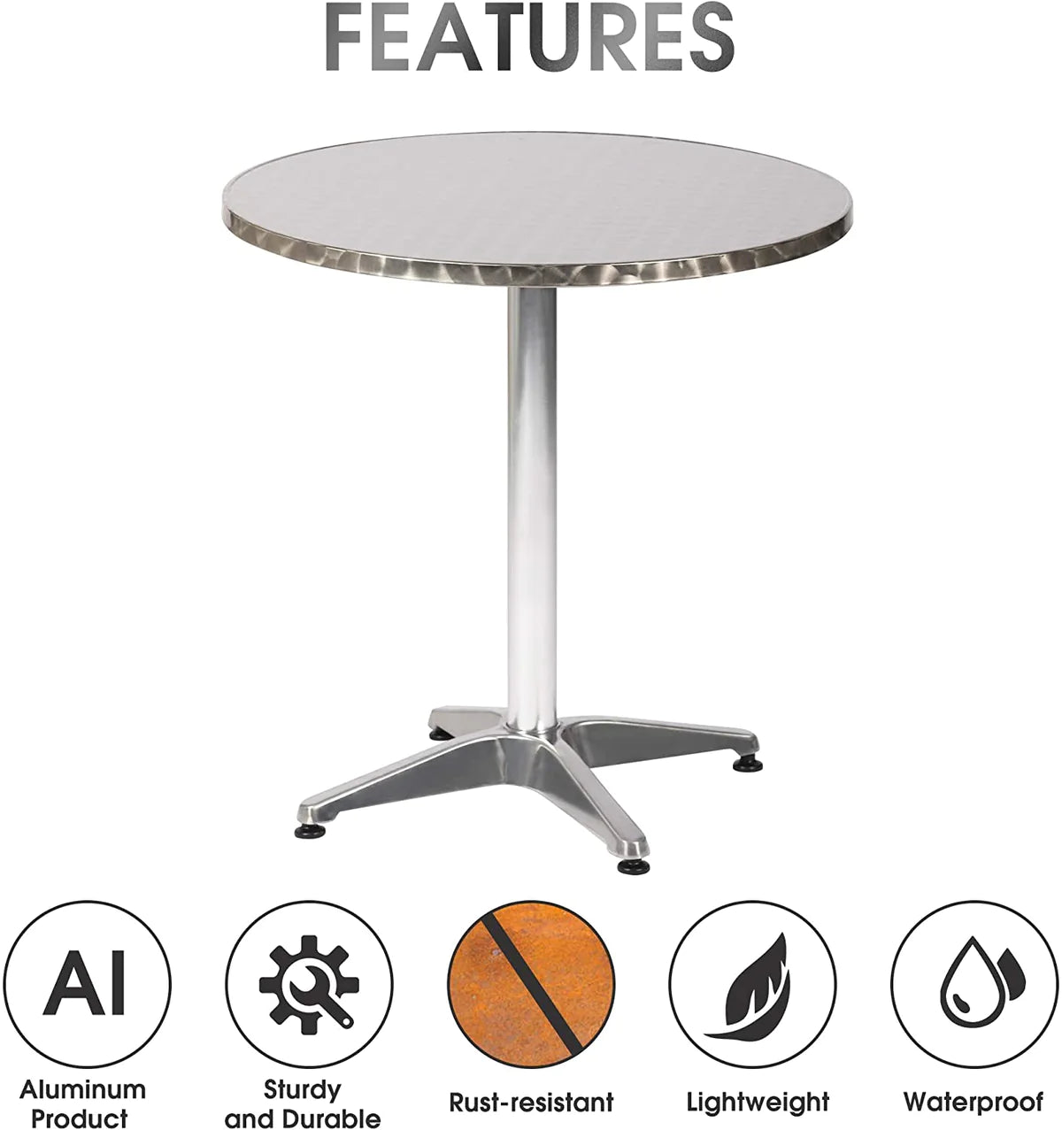 Outdoor courtyard recreation metal round table, X-shaped Base, Multiple dimensions