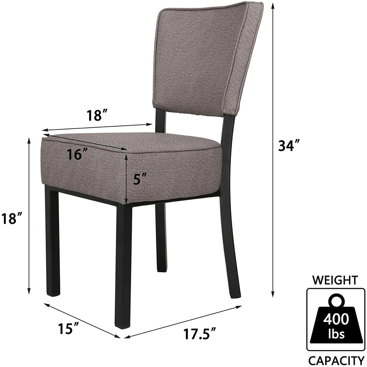 2 Set of  Chairs PU Leather Side Chairs with Soft Cushion, Gray