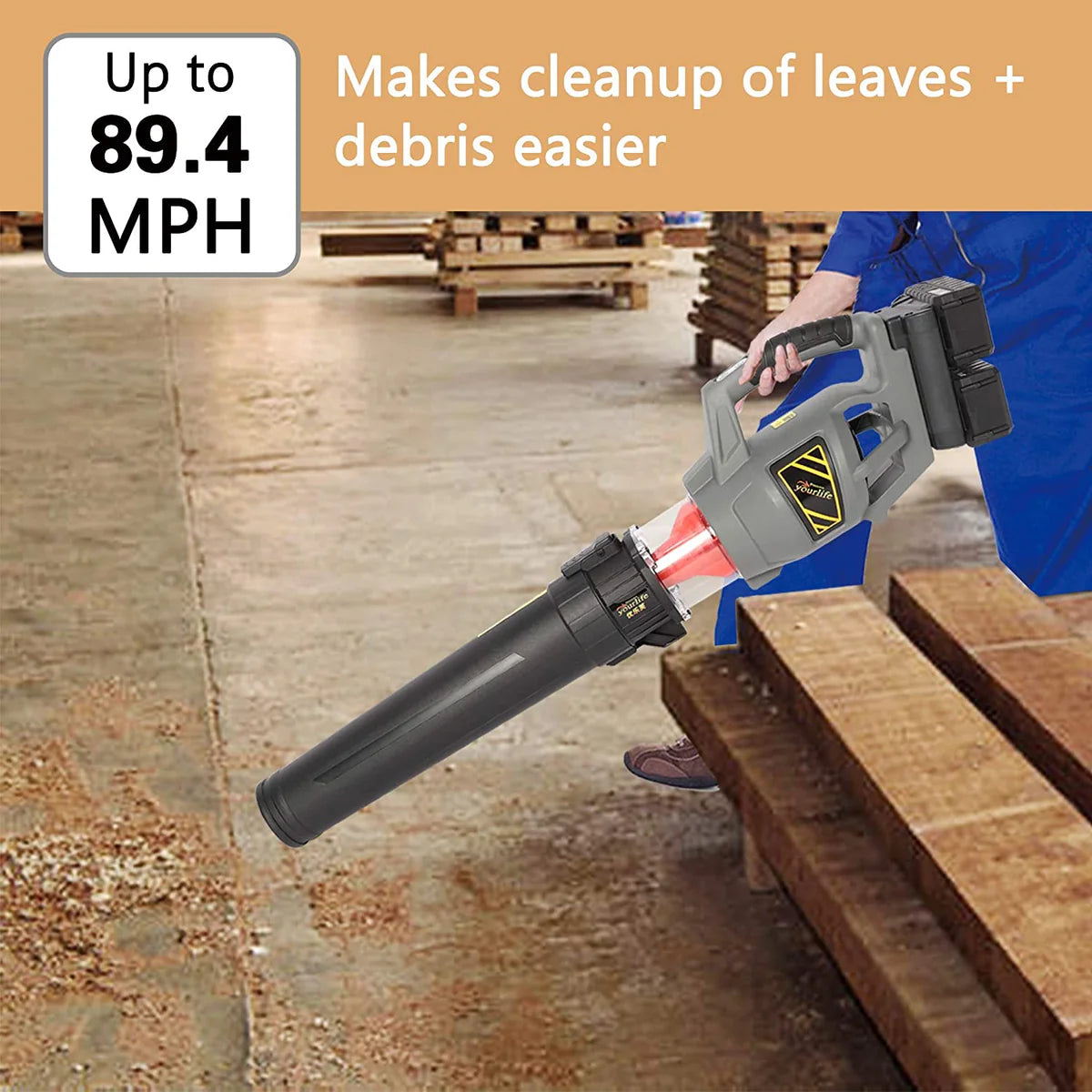 Cordless Leaf Blower Battery Powered Electric Leaf Blower 89 MPH Variable Speed 18000 RPM 40V Lithium Leaf Blower Cordless with Battery & Charger Garden Cleaning Garage Dusting