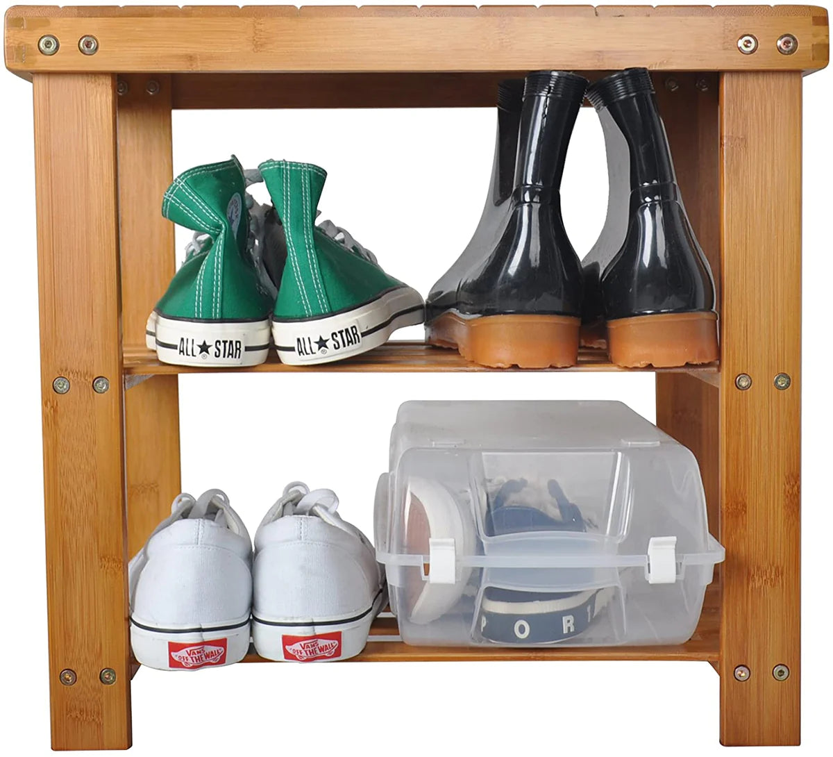 Solid Wood Double Shoe Bench Shoe Rack