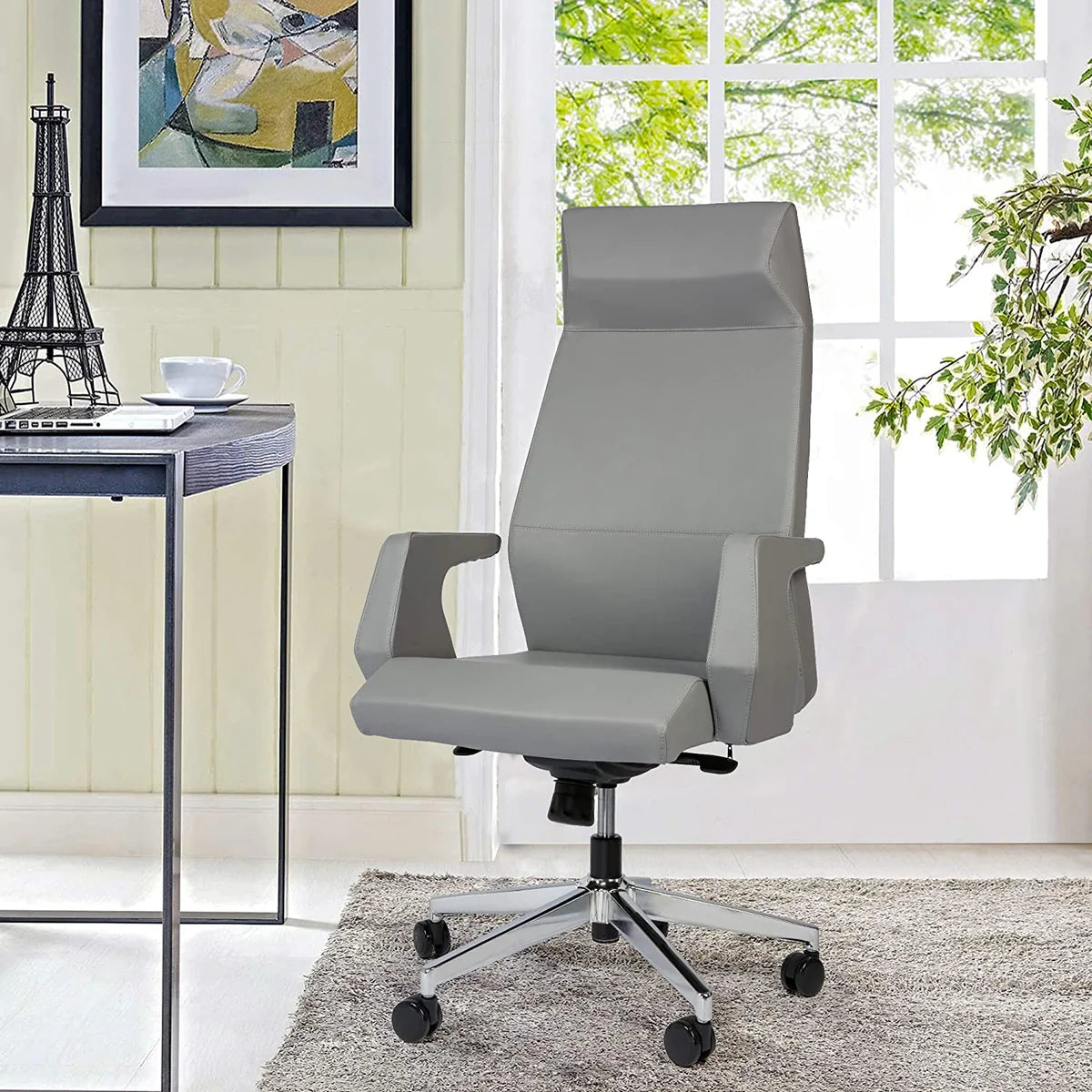 Swivel Chair with Adjustable Headrest Office Chair Ergonomic Desk Chair, High Back,Gray
