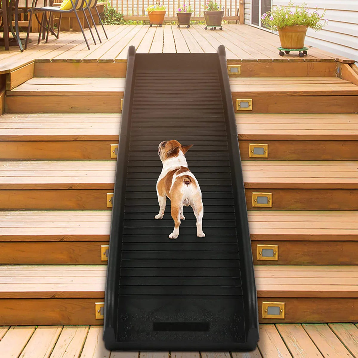 5ft Folding Dog Ramp Portable Anti-Slip Pet Ramp with Wide Steps Raised Side, Black