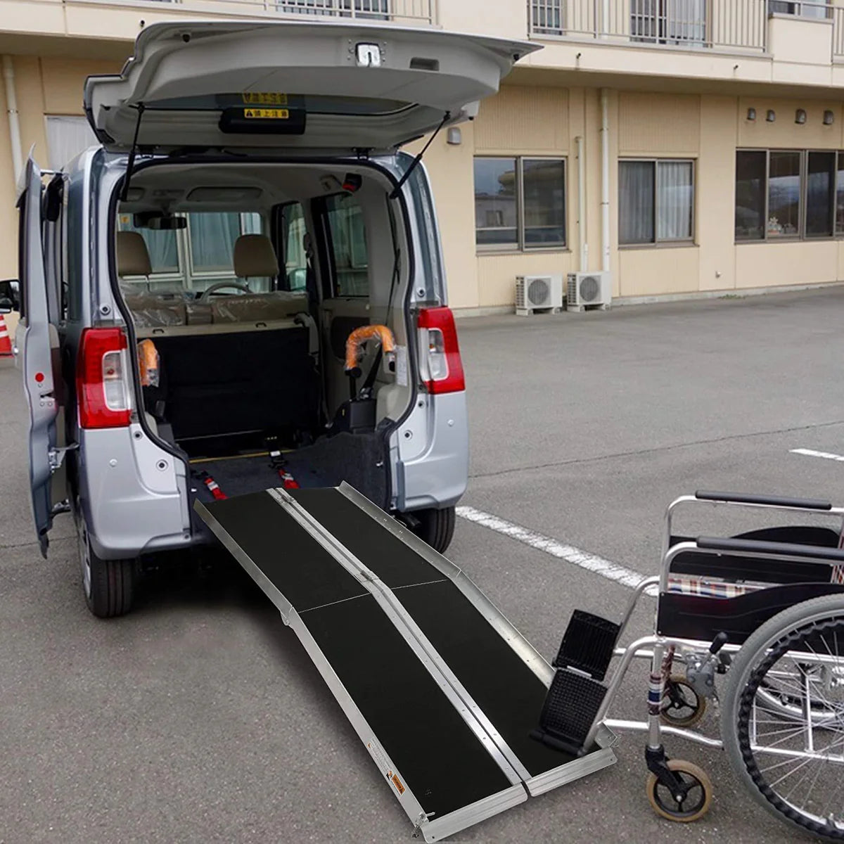 8ft Portable Ramp for Wheelchair Folding Aluminum Alloy Ramp with Handle
