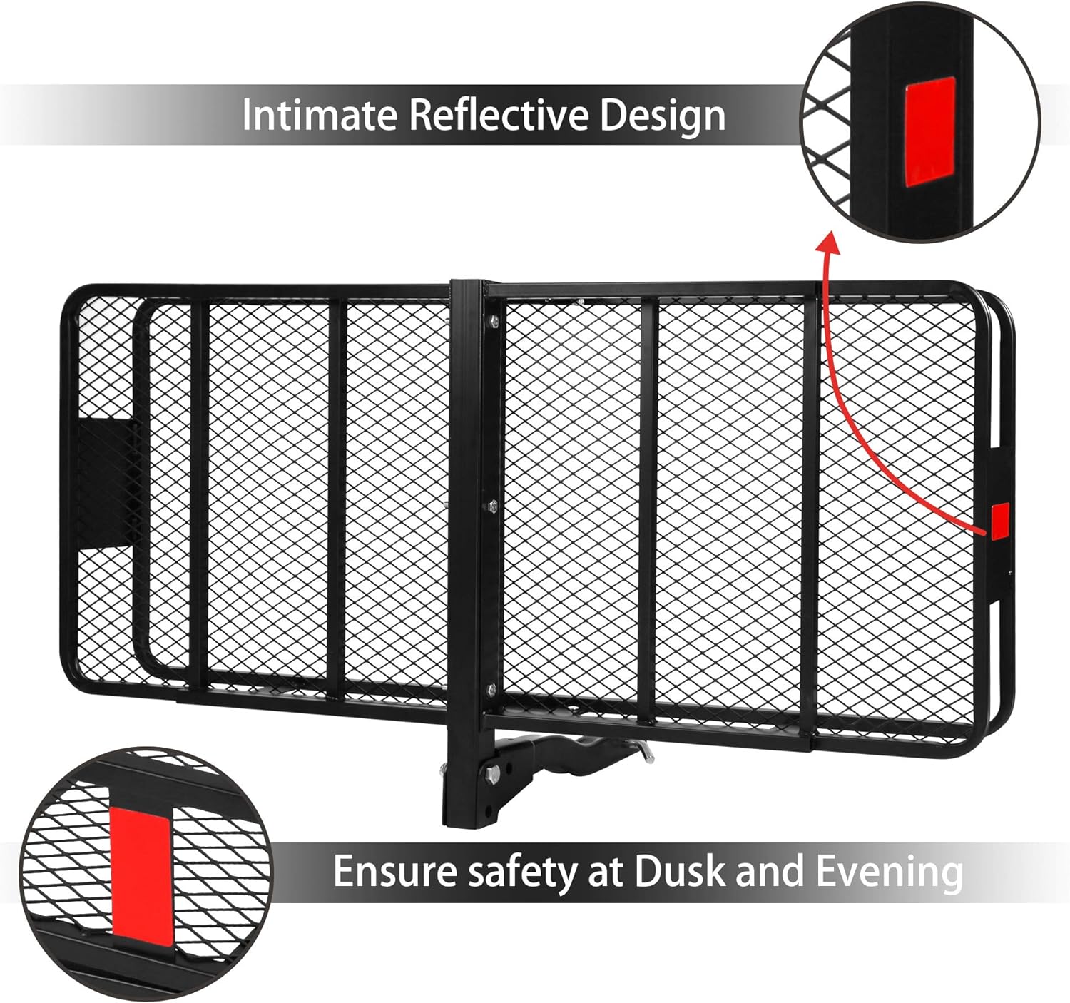 60  x 24  x 6.5  Hitch Mounted Folding Cargo Carrier, 500lbs Capacity