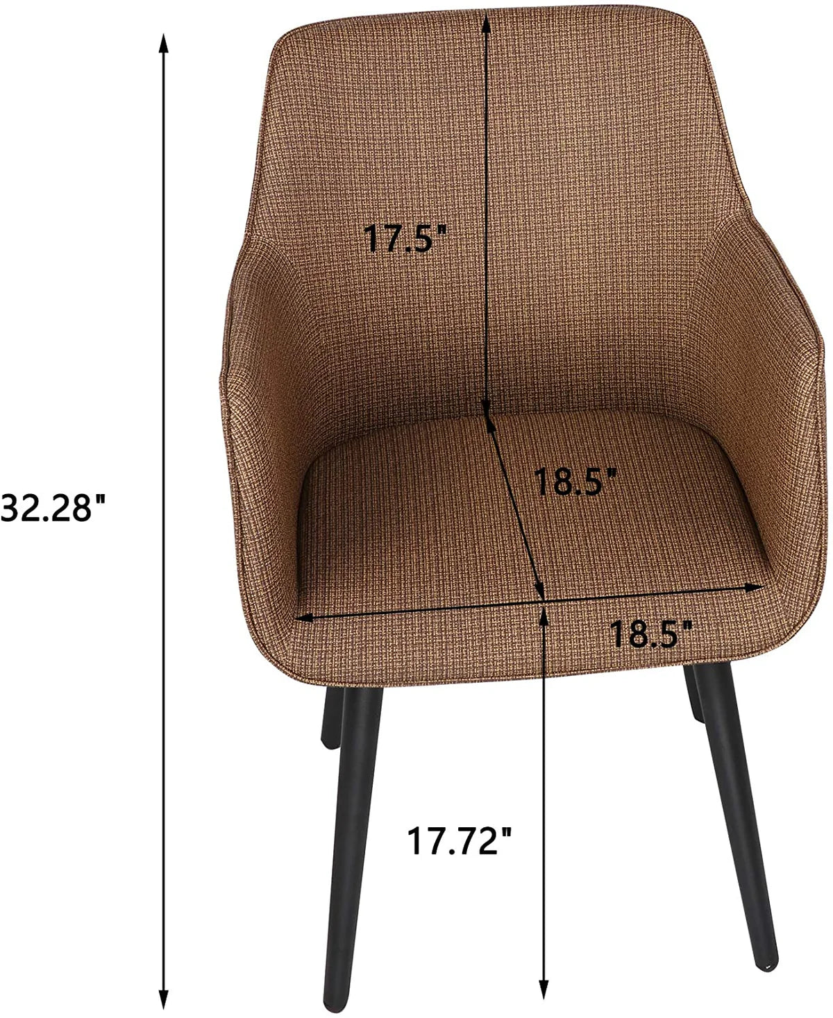 Mid Century Modern Dining Chair,Office Reception Waiting Room Guest Chair Upholstered Accent Chair with Arms, Coffee/Brown