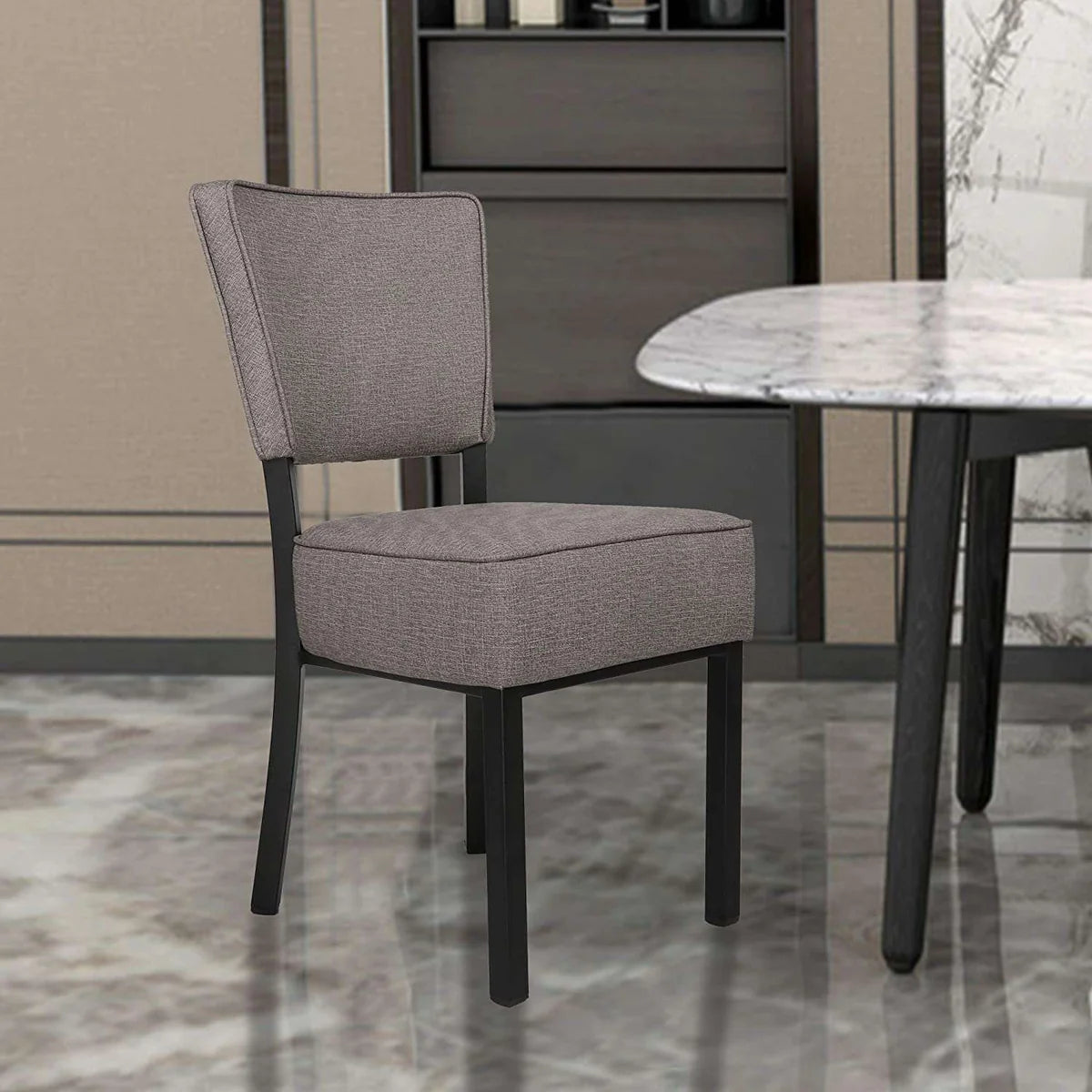2 Set of  Chairs PU Leather Side Chairs with Soft Cushion, Gray