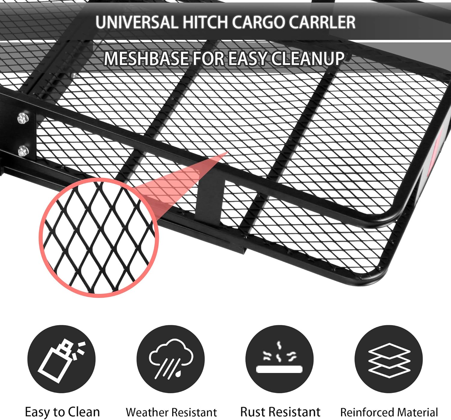 60  x 24  x 6.5  Hitch Mounted Folding Cargo Carrier, 500lbs Capacity