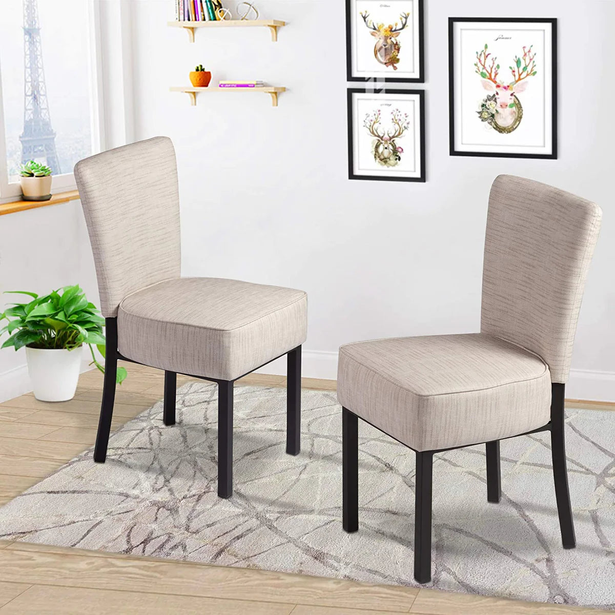 2 Set of Upholstered Chairs PU Leather Modern Dining Room Chairs, Soft, Multiple colors | karmasfar.com
