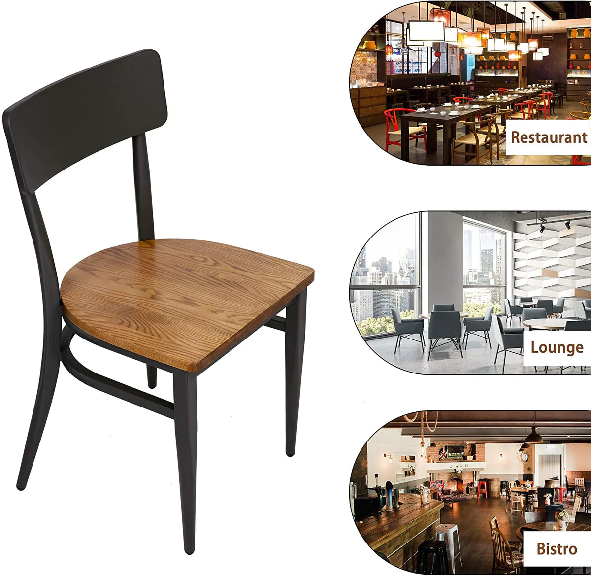 2 Set of Mid-Century Wooden Dining Chairs Metal Solid Wood Chair, Open π Back | karmasfar.us
