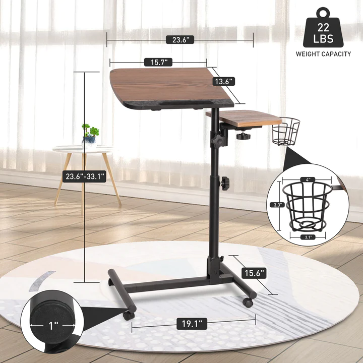 Versatile Mobile Laptop Cart: Height Adjustable Stand with Wheels
