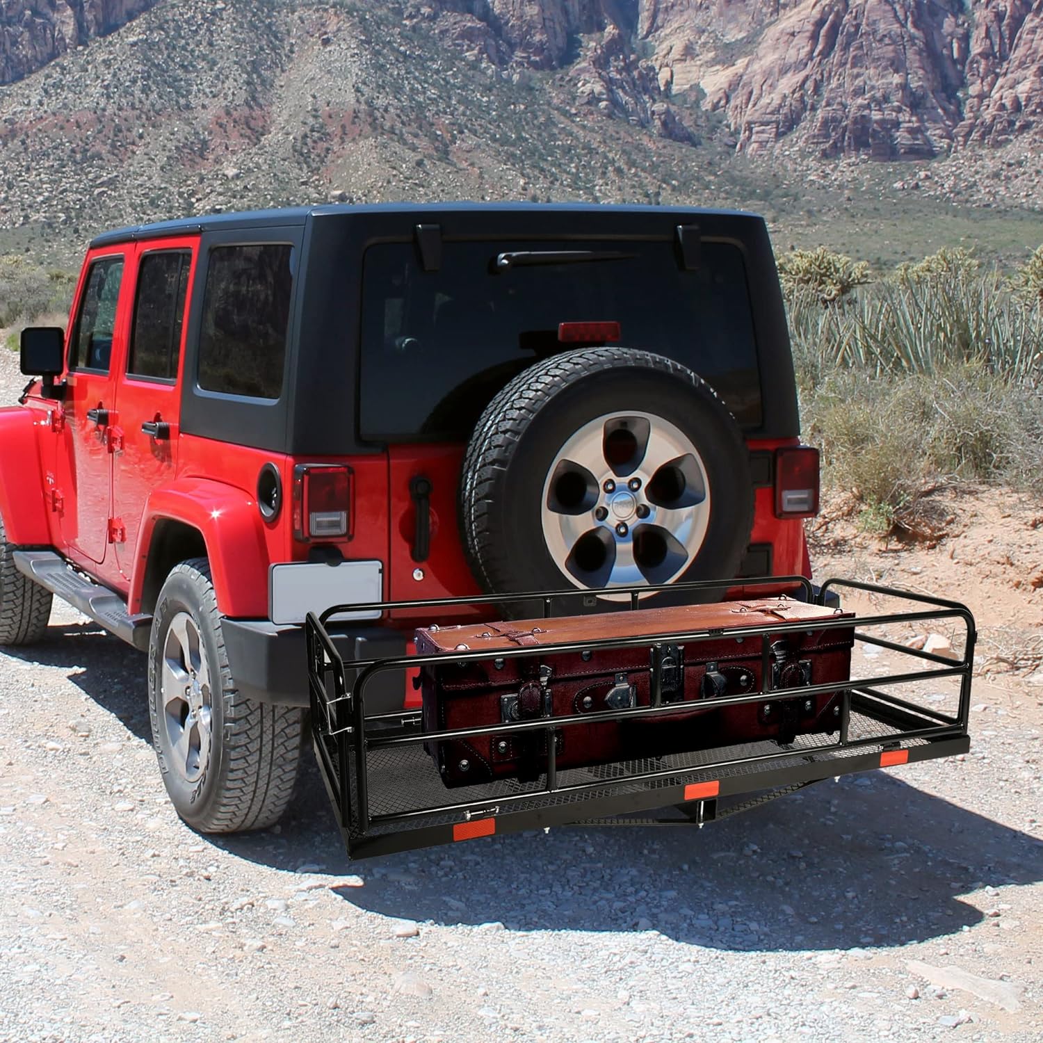 60  X 24  X 14  Folding Hitch Mount Cargo Carrier, 500 lbs Capacity