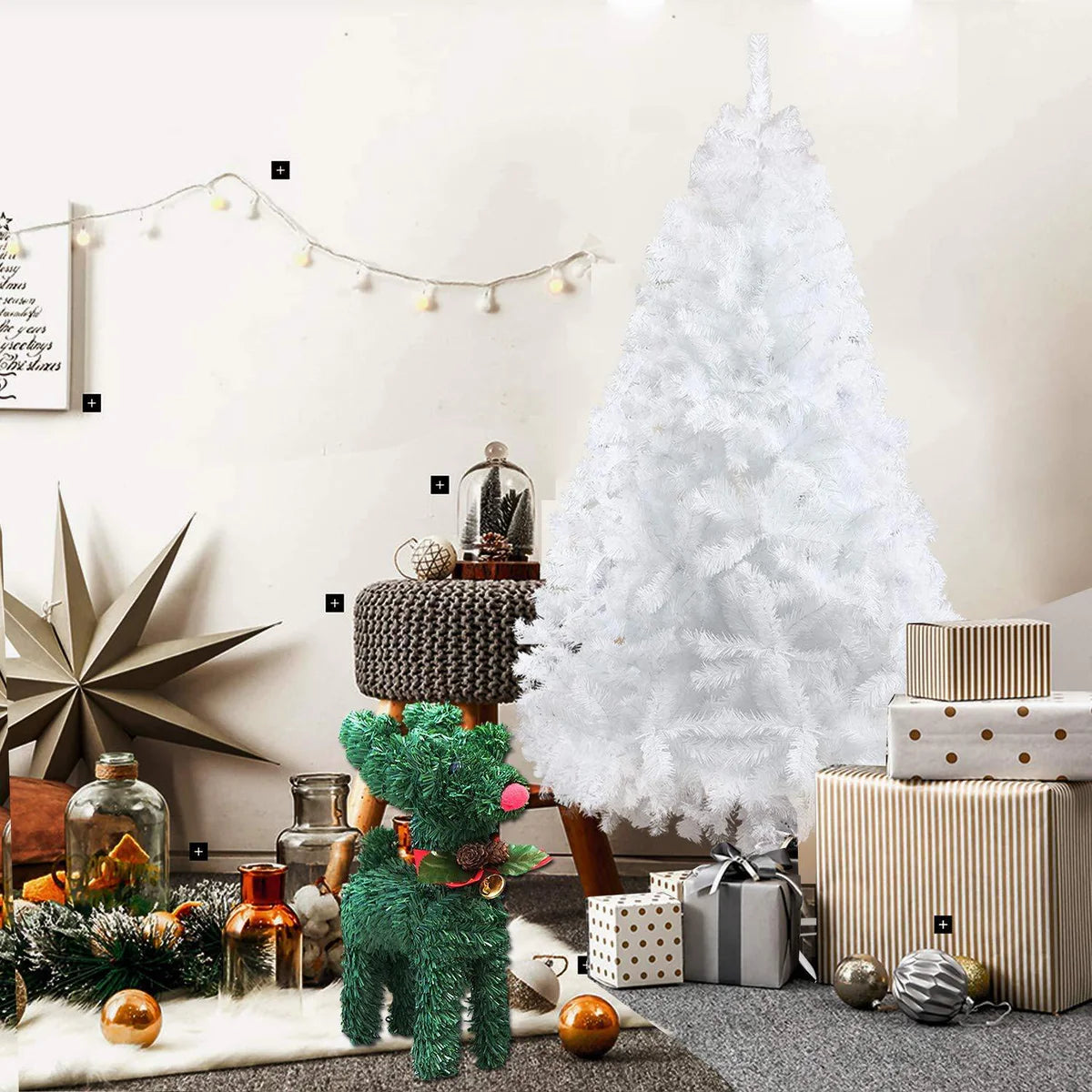 6ft Premium Artificial Christmas Spruce Tree 800 Branch Tips w/Metal Stand, White