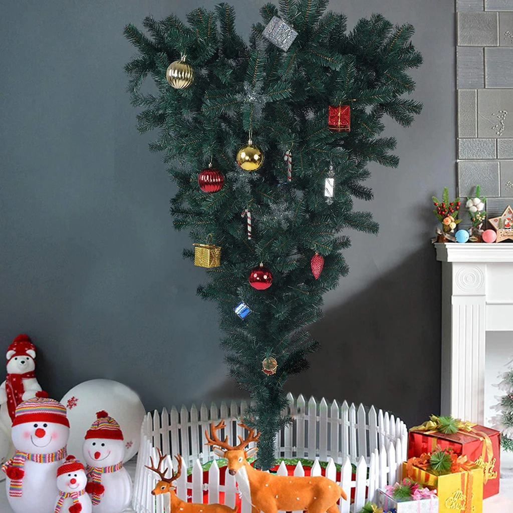 5' Premium Artificial Christmas Tree with 578 Branch Tip, Decorations, Upsidedown, Green