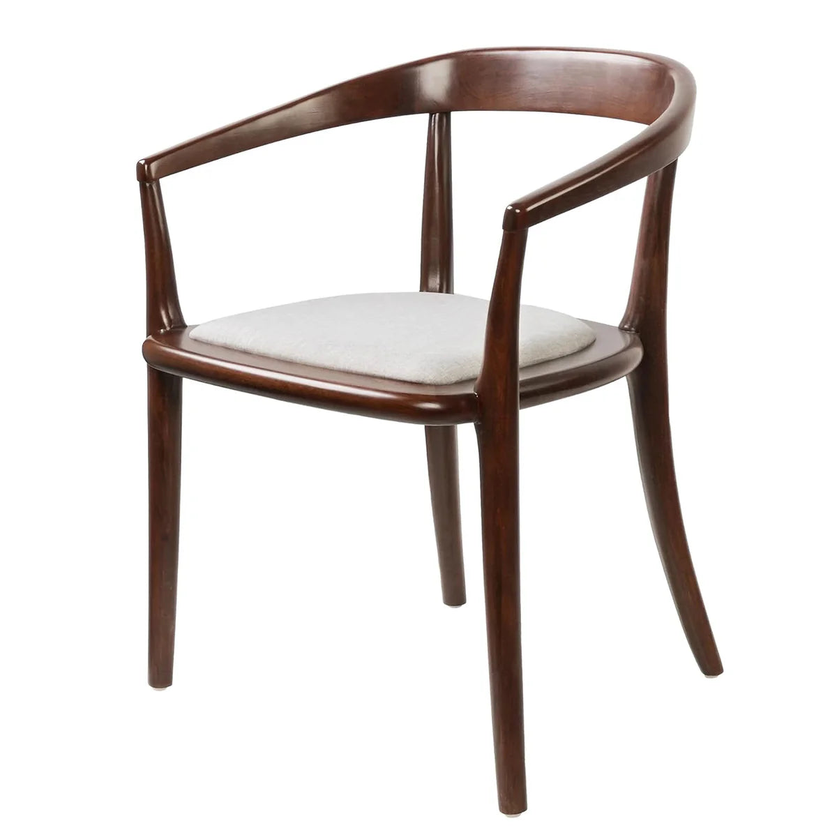 Mid Century Dining Chair Beech Wood Upholstered Side Chair with Armrest, Beige