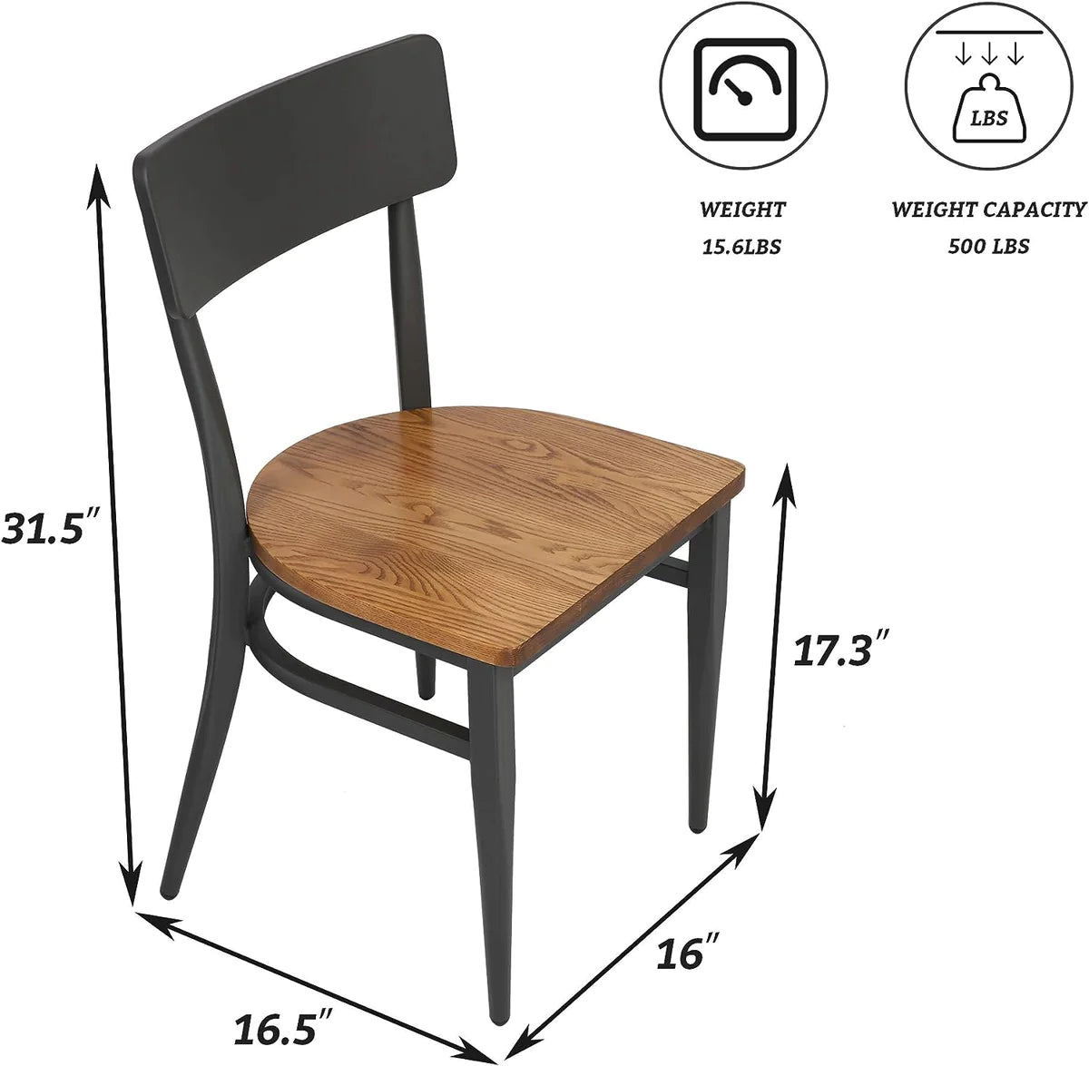 2 Set of Mid-Century Wooden Dining Chairs Metal Solid Wood Chair, Open π Back | karmasfar.us
