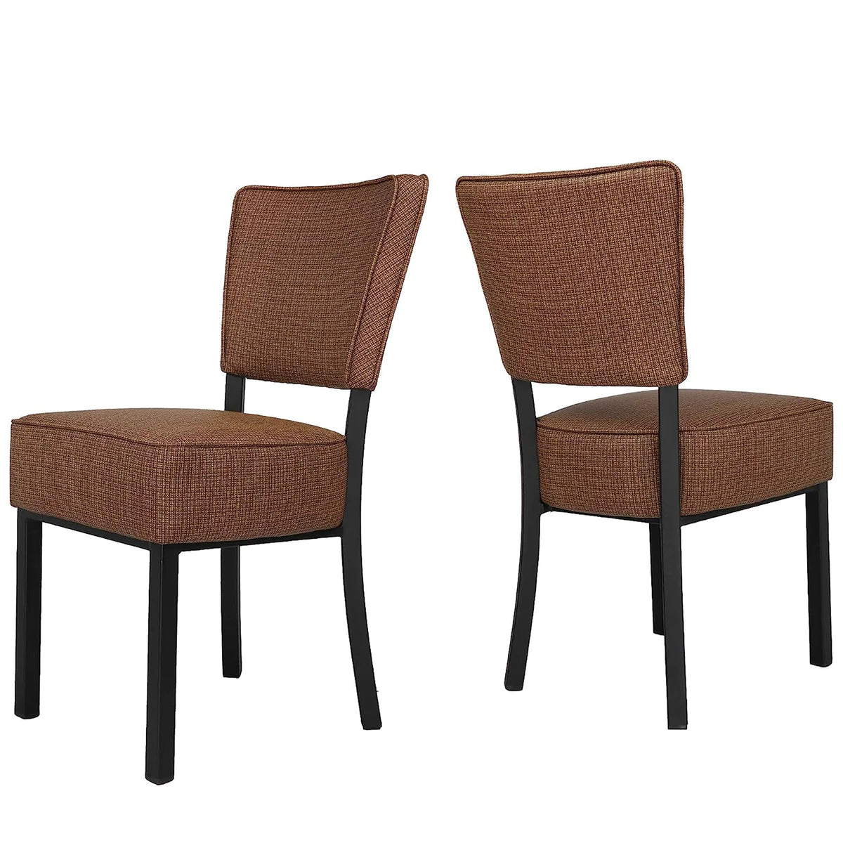 2 Set of Kitchen Dining Chairs PU Leather Side Chairs with Soft Cushion, Brown
